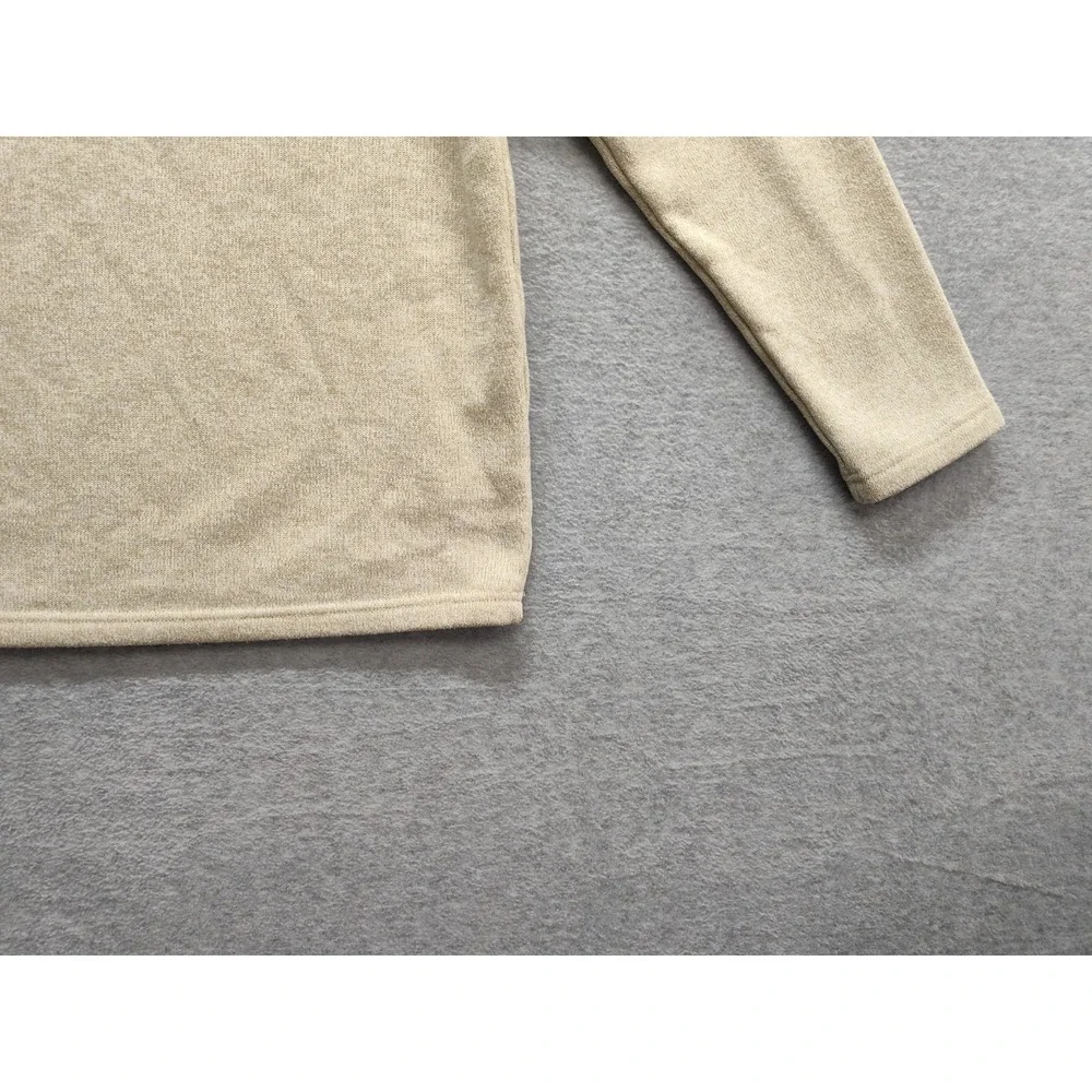 IZOD Men‎ Sweater L Tan Heather Therma Soft Fleece 1/4 Zip High Neck Pullover